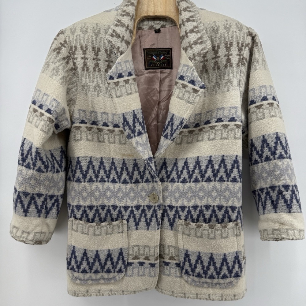 Vintage 90s Express French Country Southwestern Pattern Oversized Jacket‎ Medium